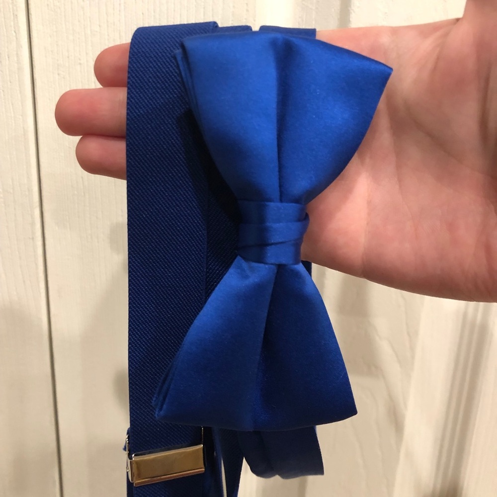 Royal Blue Suspenders and Bow tie